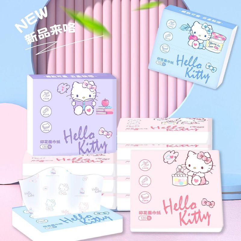 Travel Accessories Japan - กระดาษทิชชู่ลายเฮลโลคิตตี้แบบใหม่ แพ็ค 6 ชิ้น กระดาษทิชชู่พกพา 3