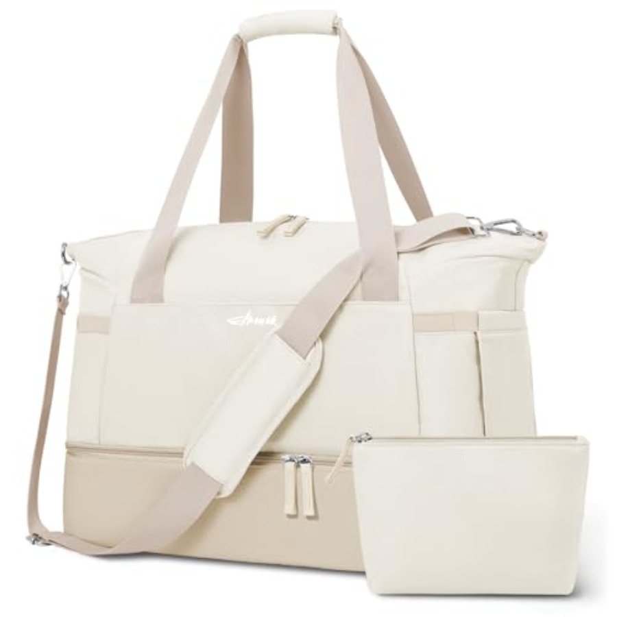 Shoe Bag Travel - กระเป๋ายิมสำหรับผู้หญิง, กระเป๋าเดินทางสำหรับสิ่งของส่วนตัวพร้อมช่องใส่รองเท้าสำหรับการเดินทาง, กระเป๋าเดินทางแบบถือสำหรับวันหยุดสุดสัปดาห์พร้อมช่องใส่ของเปียก