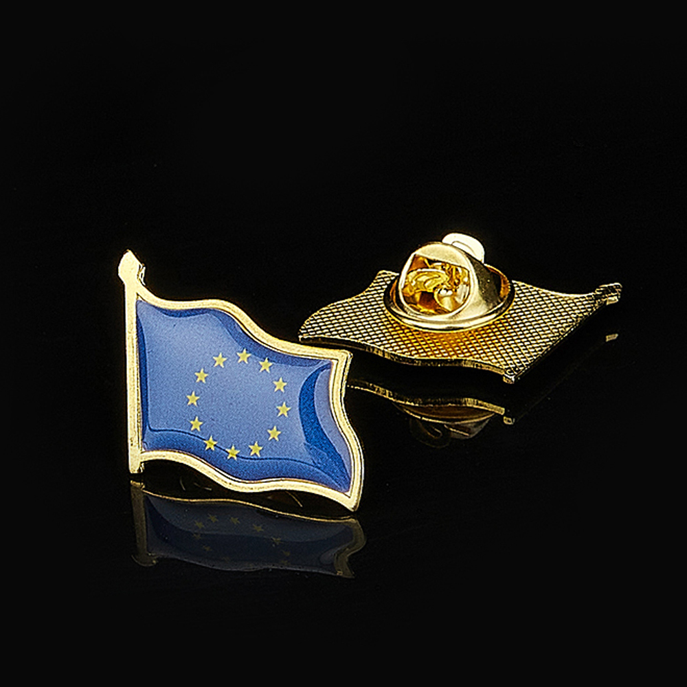 Travel Accessories For Europe - เข็มกลัดปกเสื้อลายธงชุบทองสำหรับสหภาพยุโรปชุดสูทและกระเป๋าเดินทางเครื่องประดับ DIY