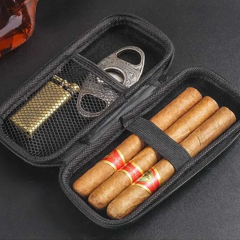 Travel Accessories Us - กระเป๋าใส่ซิการ์แบบพกพา EVA น้ำหนักเบา กระเป๋าเก็บของสำหรับเดินทาง สำหรับใส่ซิการ์ ไฟแช็ก
