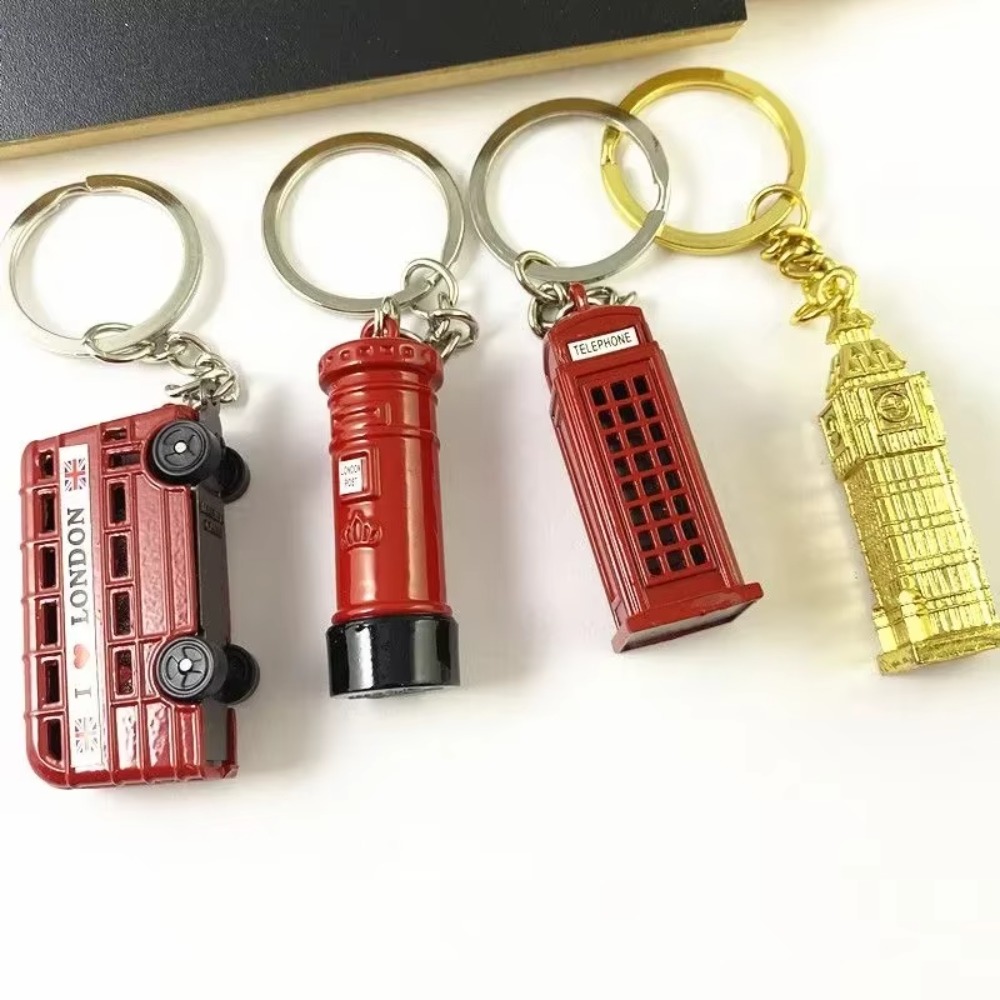 Travel Accessories London - แฟชั่นสีแดง London Bus พวงกุญแจโลหะ Postbox โทรศัพท์บูธพวงกุญแจของขวัญของที่ระลึกสําหรับชายกระเป๋าเป้สะพายหลังจี้รถ
