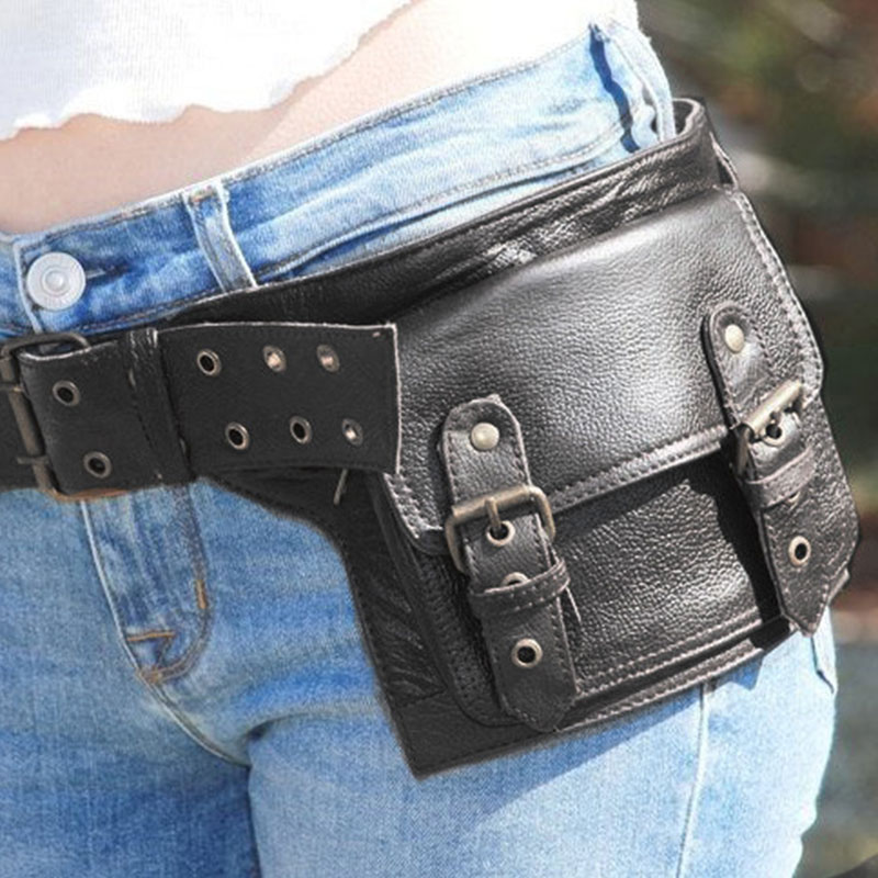 Travel Accessories For Europe - ยุคกลาง Steampunk PU หนังยูทิลิตี้เข็มขัดเอวกระเป๋ากระเป๋าเดินทางวันหยุดกระเป๋าไวกิ้งอัศวินผู้หญิงเอวกระเป๋า COSPLAY Props