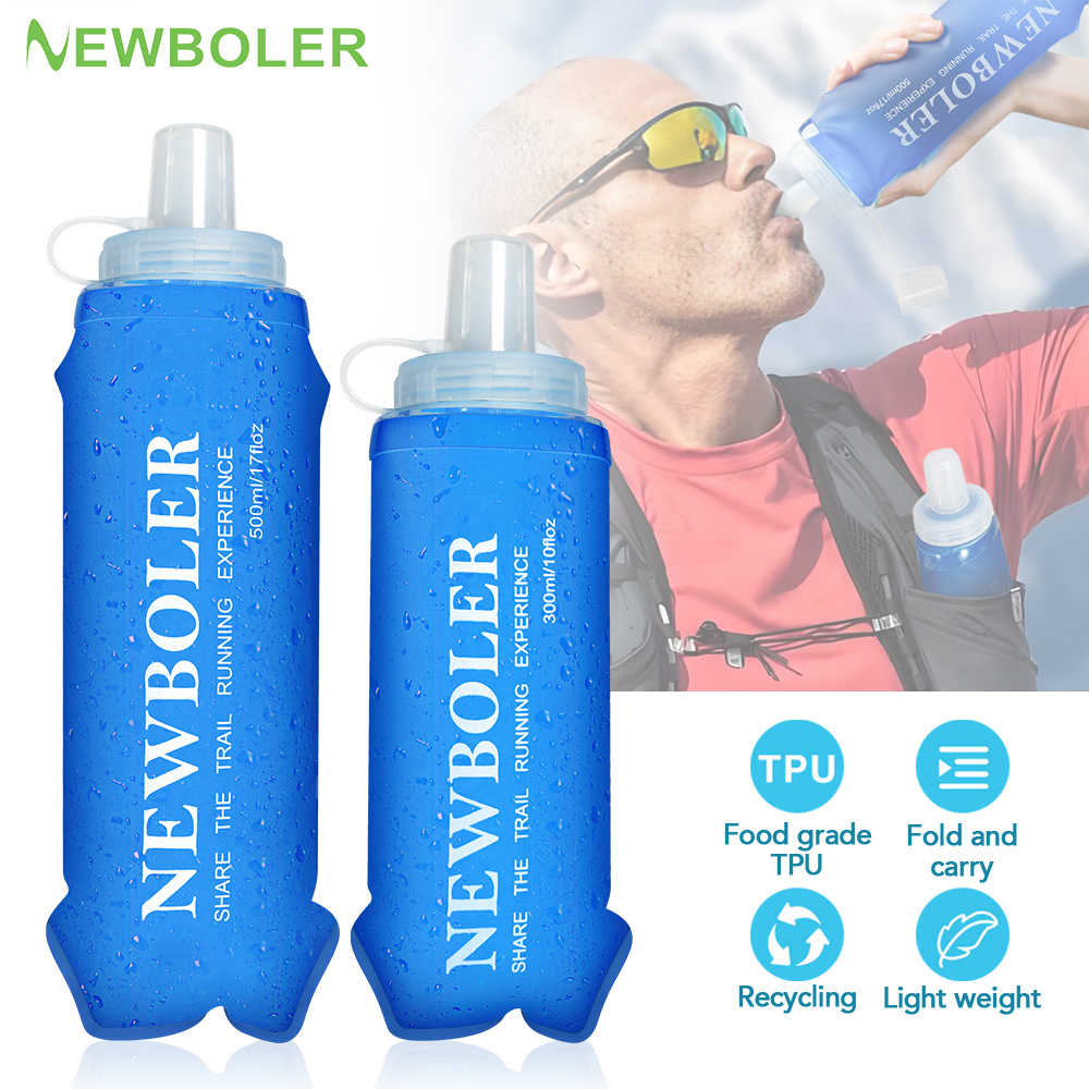 Water Bottle Collapsible - NEWBOLER 300/500ML ขวดน้ํา TPU พับขวดกีฬากลางแจ้งน้ําขวดน้ําพับได้ Running