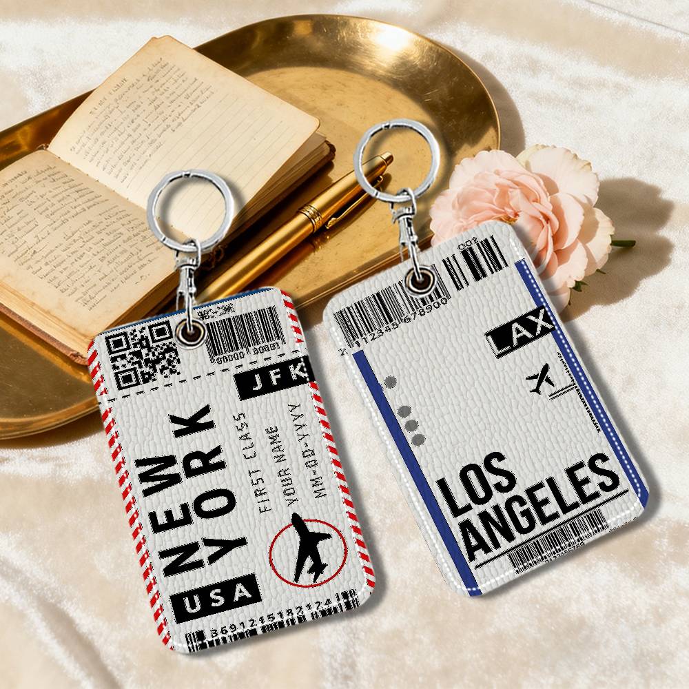 Travel Accessories London - ตัวล็อคบัตรหนังรูปหยดน้ำสำหรับบัตรโดยสารเครื่องบิน ลอนดอน ปารีส ท่องเที่ยว พวงกุญแจ ที่ใส่บัตรประจำตัว