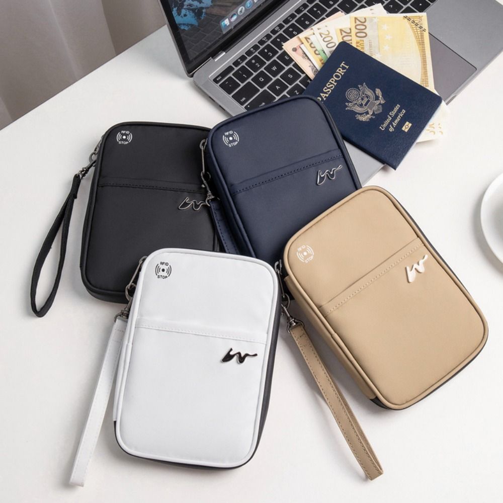 Travel Accessories Rfid - กระเป๋าใส่บัตรโพลีเอสเตอร์แบบพกพาความจุขนาดใหญ่มีซิป RFID กระเป๋าเก็บบัตรกันน้ำใส่หนังสือเดินทางเวลาเดินทางใช้ได้ทั้งชายและหญิง