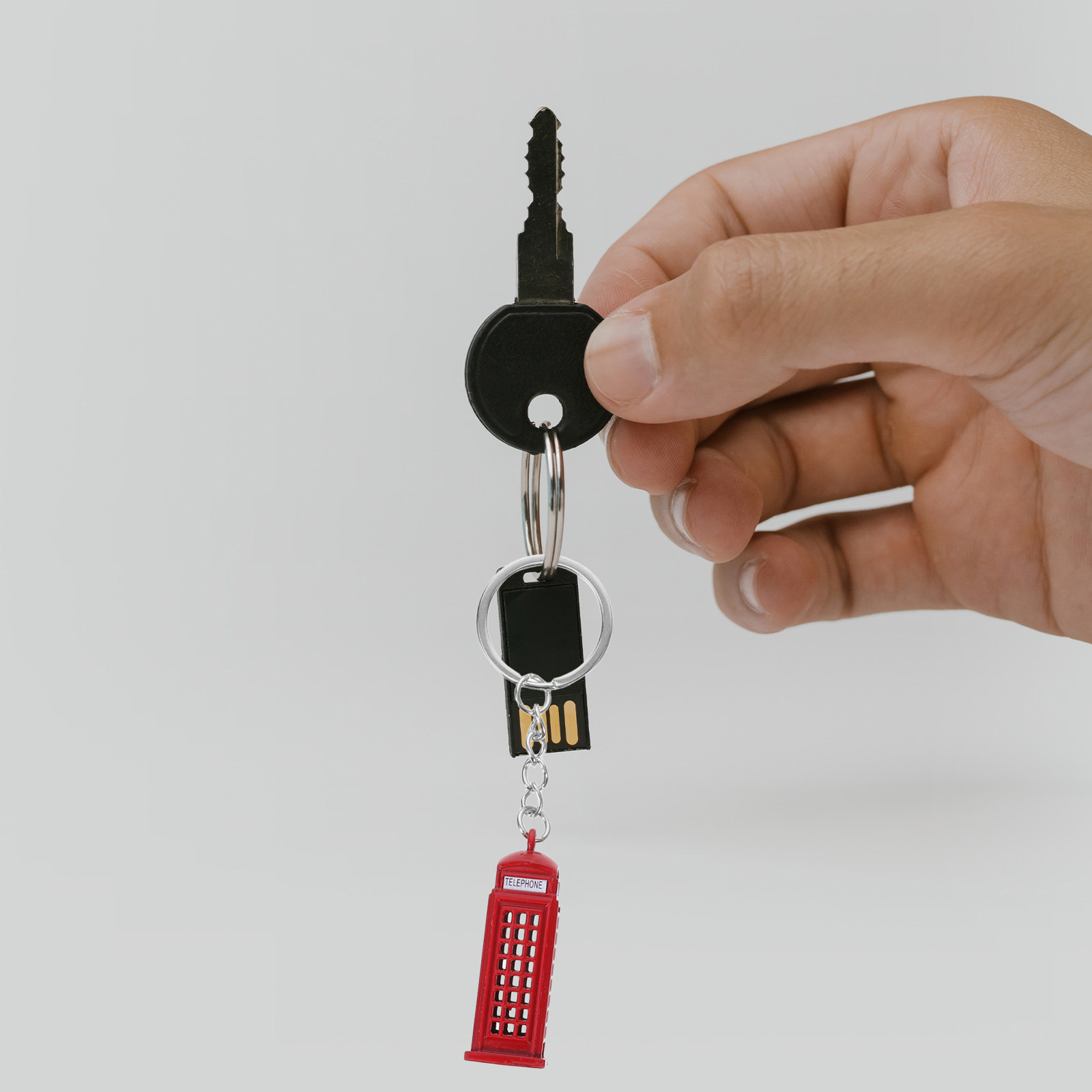 Travel Accessories London - ชุดพวงกุญแจของที่ระลึกจากลอนดอน 5 ชิ้น รถบัสสีแดง แท็กซี่ ตู้โทรศัพท์