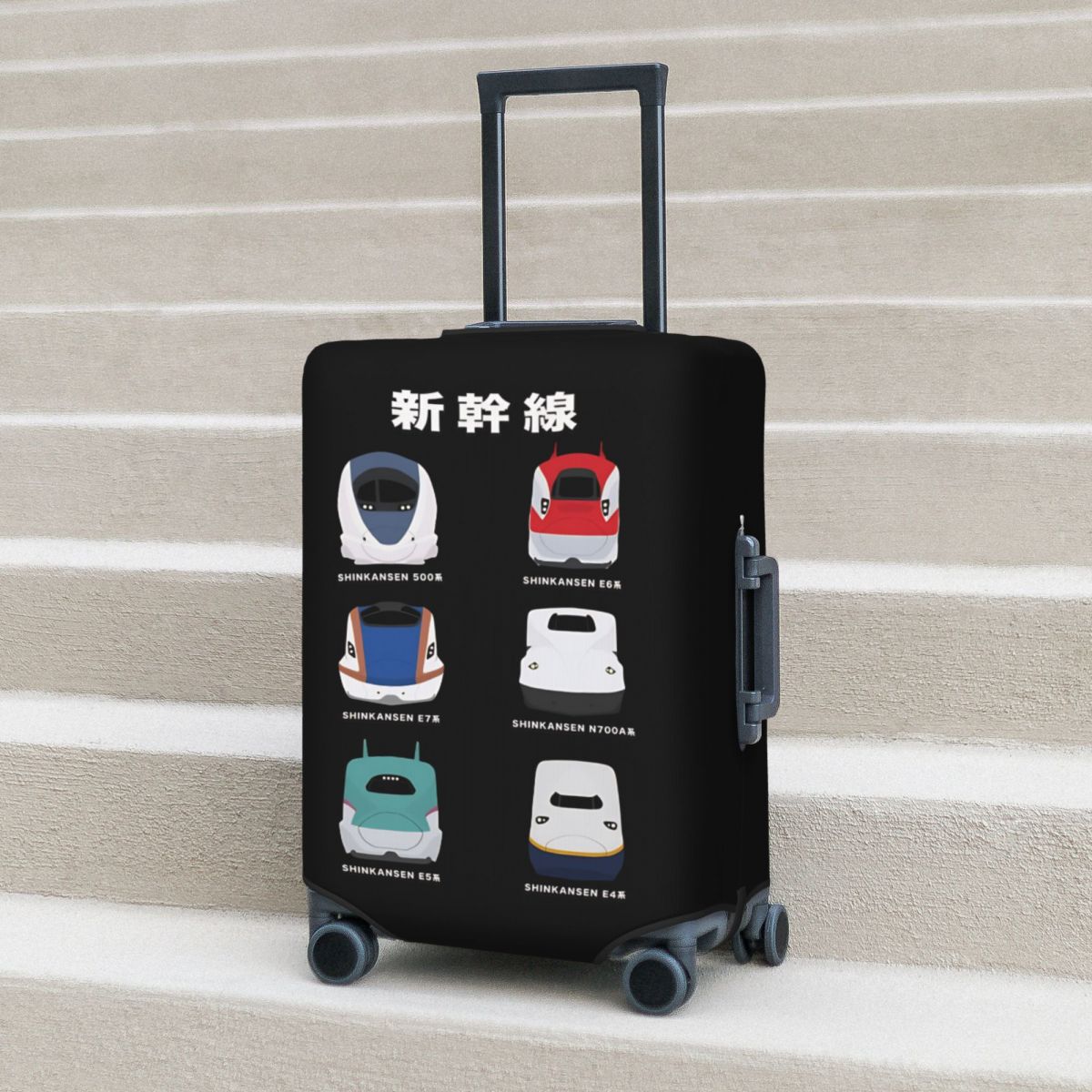 Travel Accessories In Train - ผ้าคลุมกระเป๋าเดินทางลายรถไฟความเร็วสูงชินคันเซ็นของญี่ปุ่น สำหรับทริปเที่ยวพักผ่อน ล่องเรือ ป้องกันกระเป๋าเดินทาง