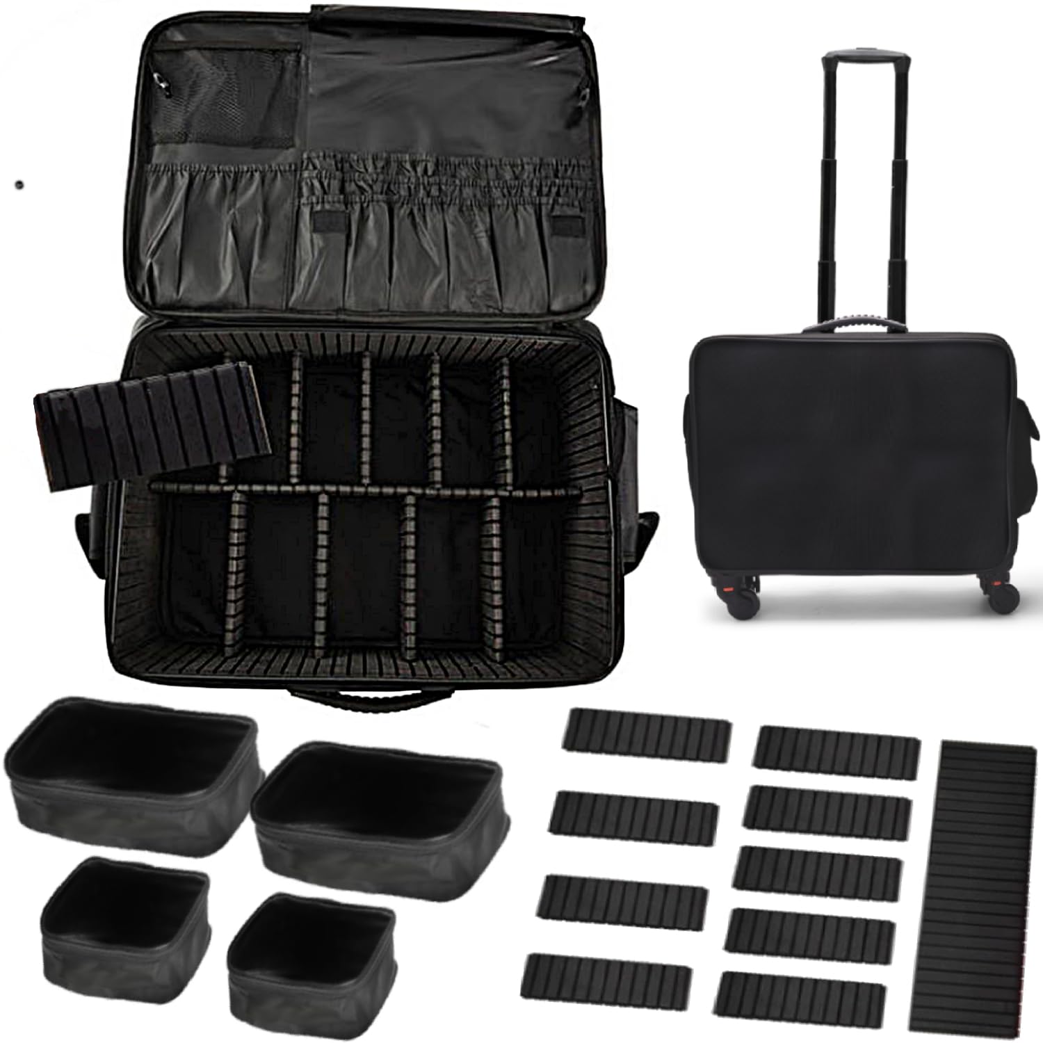Travel Accessories In Train - กล่องกล่องเครื่องสําอางม้วนได้สำหรับใส่เครื่องสำอางอุปกรณ์ทำเล็บเครื่องสำอางค์ที่เก็บล้อแบบพกพาสำหรับช่างแต่งหน้าร้านเสริมสวย