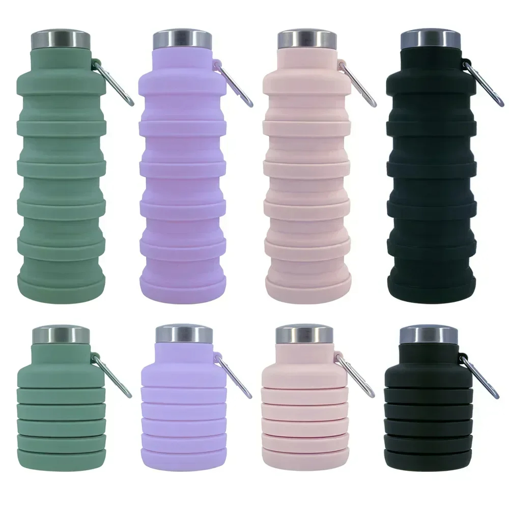 Water Bottle Collapsible - ขวดน้ำแบบพับได้, ขวดซิลิโคนพับได้แบบใช้ซ้ำได้ ปลอดสาร BPA แบบพกพา สำหรับการเดินป่าและกิจกรรมกลางแจ้ง