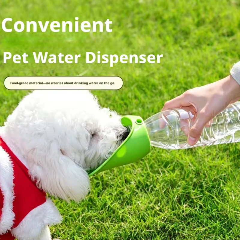 Water Bottle Collapsible - ขวดน้ำพกพาสำหรับสัตว์เลี้ยง รูปทรงใบไม้ พับเก็บได้ ใช้สำหรับเดินทาง ใส่อาหารสัตว์เลี้ยงได้