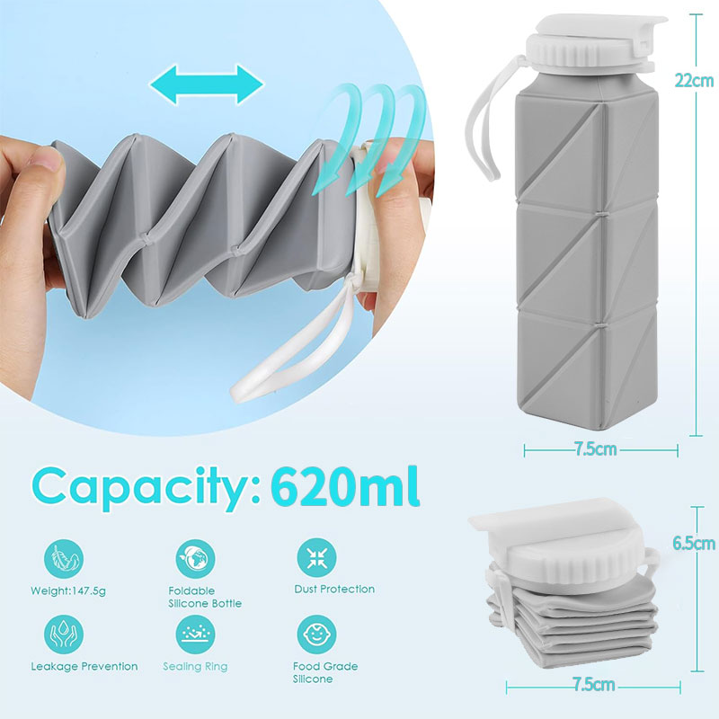 ถ้วยกระบอกน้ำแบบพับได้620มล. พ - Water Bottle Collapsible บทวิจารณ์และราคา