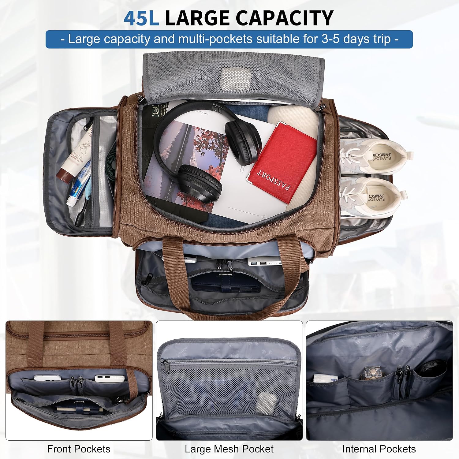 กระเป๋าผ้าแคนวาสสำหรับผู้ชาย 3 - Shoe Bag Travel บทวิจารณ์และราคา